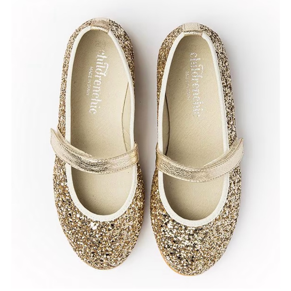 NEW Childrenchic Girls' Gold Glitter Mary Jane Flats - Picture 3 of 12